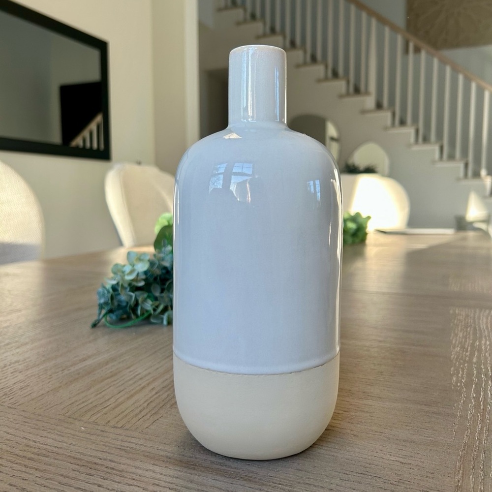 Magnolia Home Ceramic Bud Vase White Beige Modern Decorative Matte Freestanding